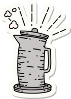 sticker of a tattoo style coffee jug png