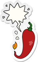 dessin animé le Chili poivre avec discours bulle autocollant png