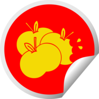 circular peeling sticker cartoon of a juicy apple png