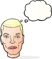 cartoon serious male face with thought bubble png