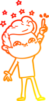 warm gradient line drawing of a cartoon excited man png