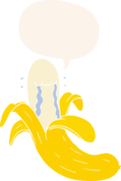 dibujos animados llorando plátano con habla burbuja en retro estilo png