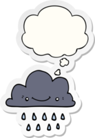 cartoon storm cloud with thought bubble as a printed sticker png