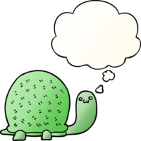 söt tecknad serie sköldpadda med trodde bubbla i slät lutning stil png