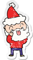 man with beard sticking out tongue wearing santa hat png