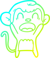 cold gradient line drawing of a shouting cartoon monkey png