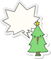 cartoon christmas tree with speech bubble sticker png