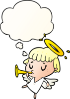 cartoon angel with thought bubble in smooth gradient style png