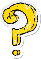 distressed sticker of a cartoon question mark png