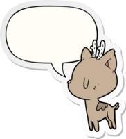 cute cartoon deer with speech bubble sticker png