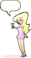 cartoon woman at party with speech bubble png