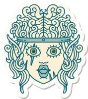 sticker of a elf barbarian character face png
