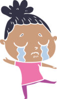 mujer llorando de dibujos animados de estilo de color plano png