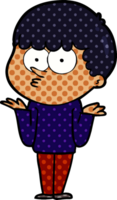 niño curioso de dibujos animados encogiéndose de hombros png