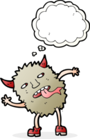 funny cartoon monster with thought bubble png