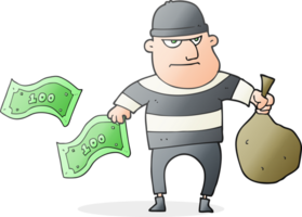 hand drawn cartoon bank robber png