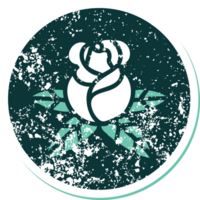 image emblématique de style tatouage d'autocollant en détresse d'une seule rose png