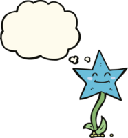 cartoon star flower with thought bubble png