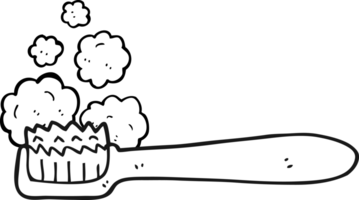 hand drawn black and white cartoon toothbrush png