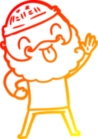 warm gradient line drawing of a man with beard sticking out tongue png