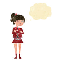 cartoon cool girl with thought bubble png