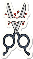 sticker of tattoo in traditional style of barber scissors png