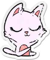 distressed sticker of a calm cartoon cat png