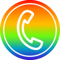 telephone handset circular icon with rainbow gradient finish png