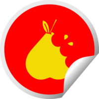 circular peeling sticker cartoon of a green pear png