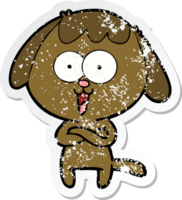 distressed sticker of a cute cartoon dog png