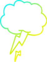 cold gradient line drawing of a cartoon thunder and lightening png