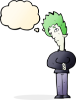 cartoon curious vampire with thought bubble png