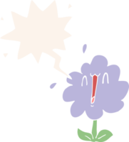 tecknad serie blomma med Tal bubbla i retro stil png