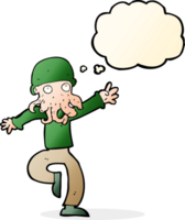 cartoon alien monster man with thought bubble png