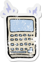 autocollant en détresse d'une calculatrice de dessin animé png