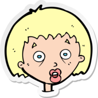 sticker of a cartoon shocked woman png