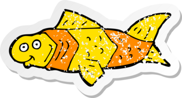 retro distressed sticker of a cartoon funny fish png