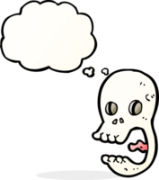 funny cartoon skull with thought bubble png