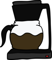 tecknad doodle kaffefiltermaskin png