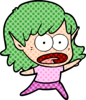 niña elfa sorprendida de dibujos animados png