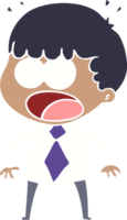 flat color style cartoon shocked man in shirt and tie png