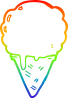 rainbow gradient line drawing of a cartoon ice cream png