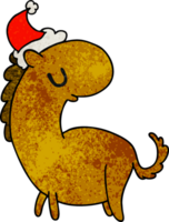 main tiré Noël texturé dessin animé de kawaii cheval png