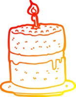 warm Gradient Linie Zeichnung von ein Karikatur Kuchen png