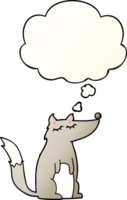 cartoon wolf with thought bubble in smooth gradient style png