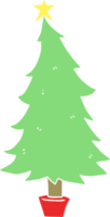 árbol de navidad de dibujos animados de estilo de color plano png