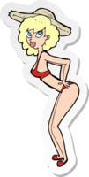 sticker of a cartoon pin-up beach girl png