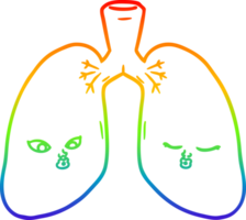 regenboog helling lijn tekening van een tekenfilm longen png