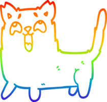 rainbow gradient line drawing of a cartoon funny cat png