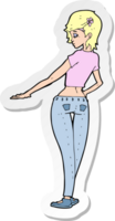 sticker van een cartoon mooi meisje in jeans en tee png
